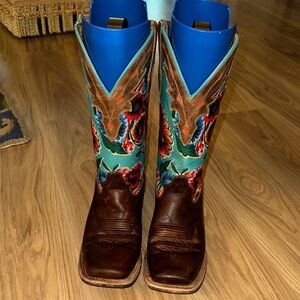 Ariat Brown and Blue Heeled Boots